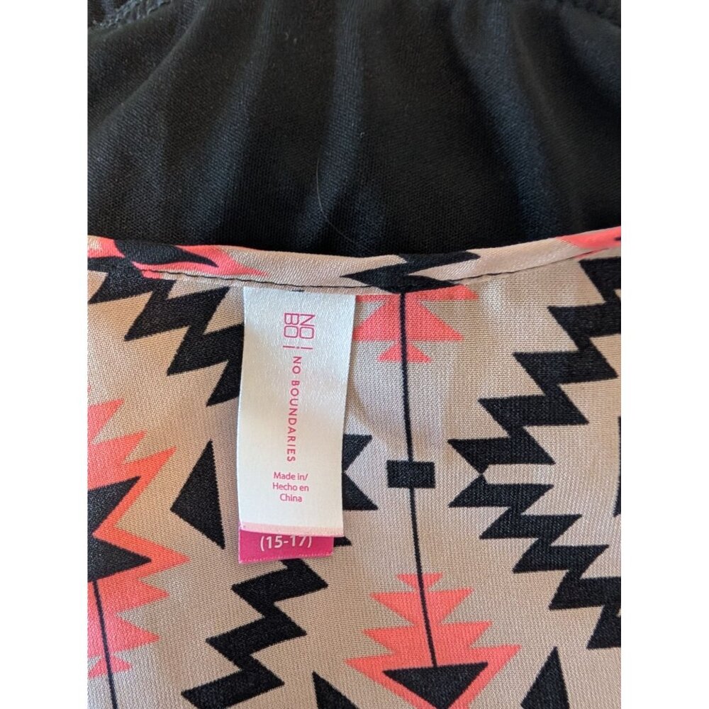 Aztec Print Maxi Dress With Sheer Black Skirt & Spaghetti Straps XL (15-17) y2k - Picture 5 of 6